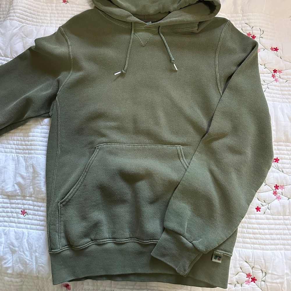 UO Vintage Khaki Hoodie Russell Athletics
